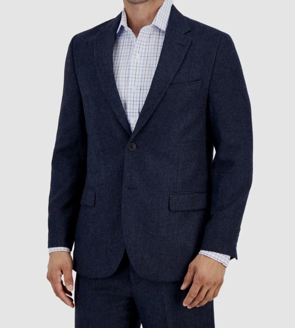 Nautica Men's 40R Linen Blue Modern Fit Stretch Nested Jacket Summer Blazer Prep